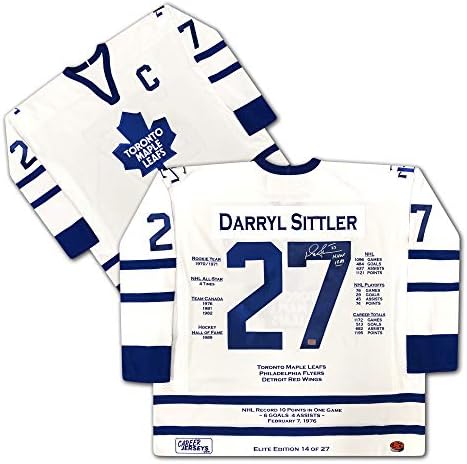 Darryl Sittler Aláírt Elite Edition Karrier Jersey - Kft Ed /27 - Maple Leafs