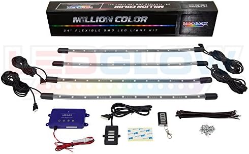 LEDGlow 4pc Standard Millió Színű LED-es Golf Cart Underglow Akcentussal Neon Világítás Készlet EZGO Yamaha Klub Autó - Vízálló, Rugalmas