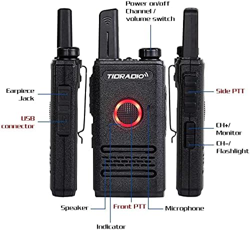 TIDRADIO M6 2 vevők Hosszú távú Újratölthető Walkie Talkie, a Felnőttek számára a Fülhallgatók Akkumulátor Töltő kihangosító Két Rádió