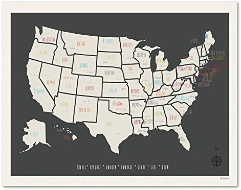 USA Utazási Térkép Wall Art Print, Személyre szabott Utazási Térkép, 05x07 Hüvelyk, a Gyerek MAGYARORSZÁG Térkép, gyerekszoba Dekoráció,