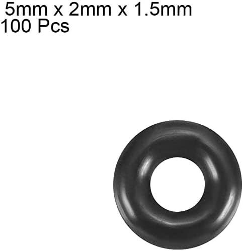 EuisdanAA Nitril Gumi O-Gyűrű, 5mm OD 2mm ID 1,5 mm Szélesség, Metrikus Buna-N Tömítés Tömítés, Csomag 100(Juntas tóricas de caucho