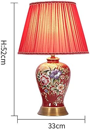 SFRIDQ 33x52cm Kínai Stílusú Luxus Vörös Kerámia asztali Lámpa Hálószoba Éjjeli Lámpa, Modern Esküvői Szoba Esküvői asztali Lámpa
