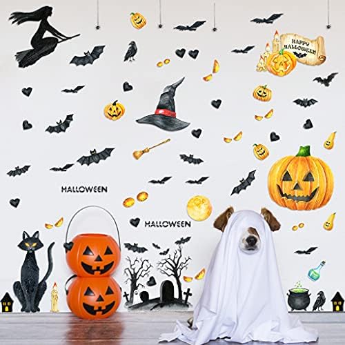 Halloween Fali Matricák, Akvarell Boszorkány Minta Fali Matricák, Hátborzongató Padló, Fal Dekoráció, Véres Tenyérnyom Lábnyom Ablak