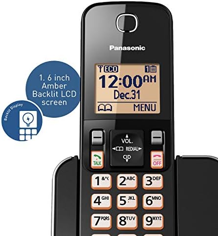 Panasonic Bővíthető Vezeték nélküli Telefon Rendszer Amber Háttérvilágítású Kijelző – 2 Kézibeszélő – KX-TGC352B (Fekete)