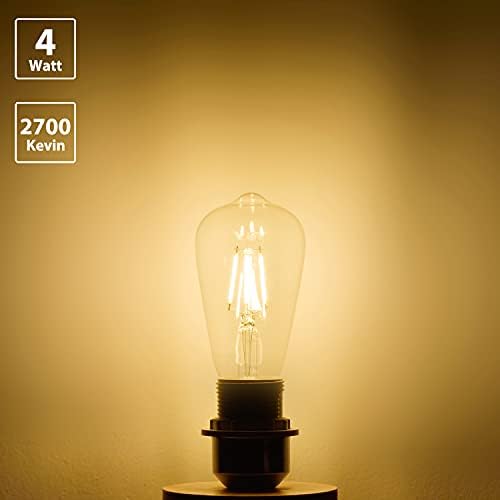 KLG 4 Csomag E26 ST64 LED Izzók 4W 2700K Meleg Fehér, 40W Halogén Egyenértékű, E26 Vintage Edison izzólámpák, Nem Szabályozható E26