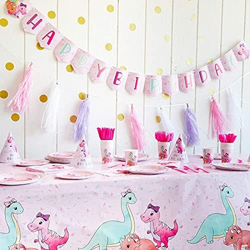 Rózsaszín Dinoszaurusz Parti Dekoráció Lány Születésnapok, Műanyag Terítő (54 x 108, 3 Csomag)