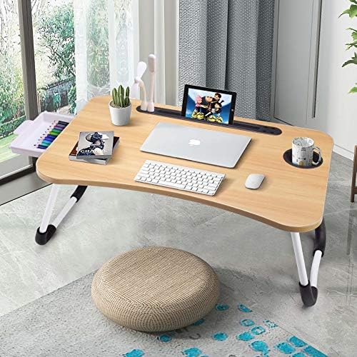 Slendor Laptop Asztal Laptop Ágy Állvány Összecsukható Laptop Asztal Összecsukható Reggeli Tálca Hordozható Körben Álló Asztal Írás-Olvasás