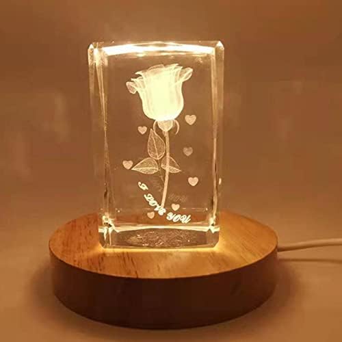 Általános Asztali Kerek 3 Színben Fa LED Alap Állvány 3D Kristály Üveg