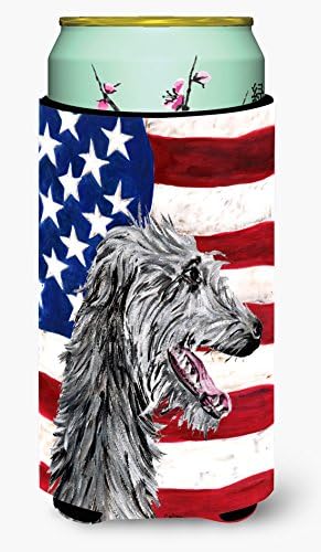 Caroline Kincsek SC9645TBC Scottish Deerhound, Amerikai Zászló USA Magas Fiú Ital Szigetelő, Ölelkezős, Magas Fiú, Többszínű