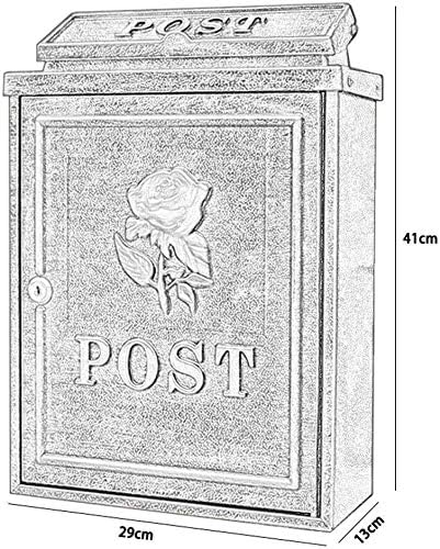 YUXO Falra Szerelhető, Zárható Postaláda Vízálló Falra szerelhető Európai Villa Postafiók Kert Jelentés Doboz, Kültéri Post Box Öntött