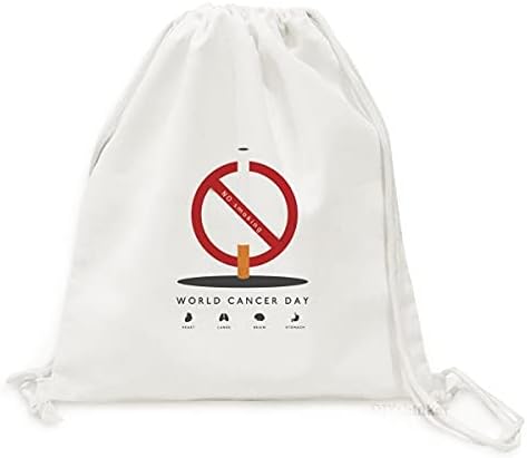 Logó Rák Világnapja Nem Dohányzó Hátizsák Vászon Zsák Összehúzható Bevásárló Utazás