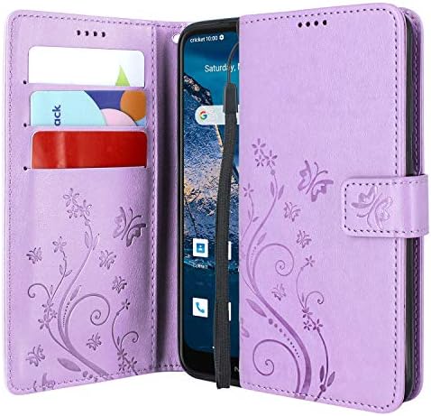 Lacass Virágos Pillangó PU Bőr Flip Tárca burkolata Kitámasztó Kártya nyílás, valamint a Csuklópántot Nokia C5 Endi 2020-Ig (Tücsök)